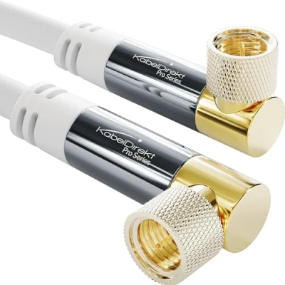 Abbildung von KabelDirekt SAT Kabel weiß, Koaxialkabel, Satellitenkabel, 90 gewinkelt 2m TV mit F Stecker, geschirmt, bruchfeste Metallstecker (geeignet für HDTV, Radio, DVB T, C, S, S2)