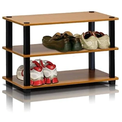 Abbildung von Furinno Regal, Schuhregal mit 3 Ebenen, Helle Kirsche/Schwarz, 29.46 x 39.12 cm