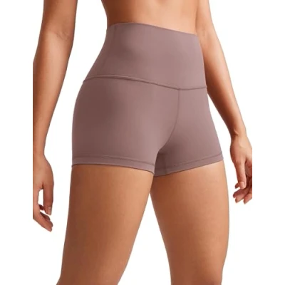 Abbildung von CRZ Yoga Womens Kurze Sporthose Laufshorts Sommer Radlerhose High Waist Fitness Shorts ButterLuxe 6.3/10/15/20/25cm Malve 38