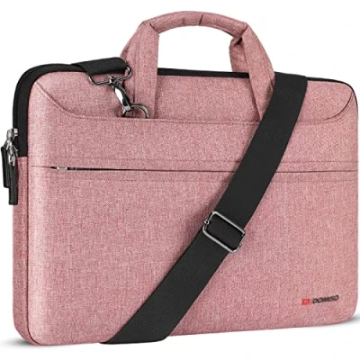 Abbildung von DOMISO 14 Zoll Wasserdicht Laptop Tasche Aktentasche Schultertasche Notebooktasche für 14&quot; Lenovo IdeaPad Yoga 710 ThinkPad A475/HP Stream Pavilion 14/Asus/Dell,Rosa
