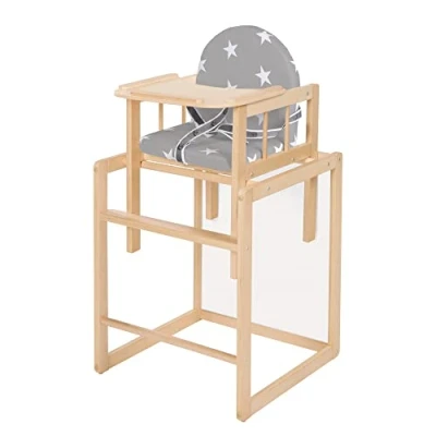 Abbildung von roba® Kombihochstuhl Little Stars, wandelbar zu Tisch &amp; Stuhl, Holz natur, gepolstert