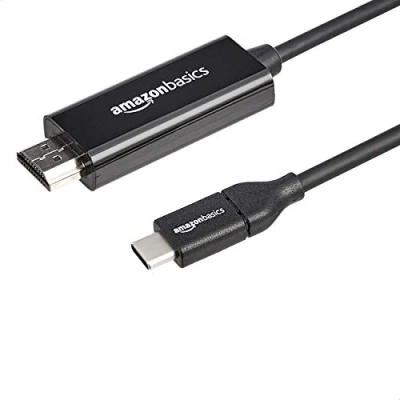 Abbildung von Amazon Basics USB C auf HDMI Adapterkabel (Thunderbolt 3 kompatibel) 4K @30 Hz 0.3 m, Schwarz