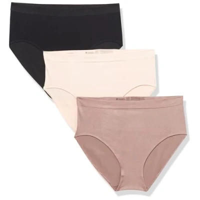 Abbildung von Wacoal Damen B Smooth Brief Panty 3 Pack Slip, Rose Dust, Deep Taupe, Schwarz, XL