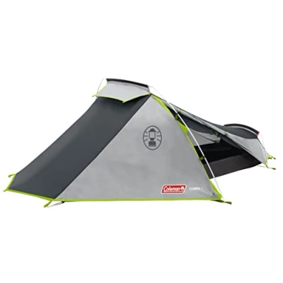 Abbildung von Coleman Cobra, ultraleichtes kompaktes 2 Mann Zelt, Personen Wanderzelt, 100% wasserdicht, eingenähte Bodenplane, Trekkingzelt mit Aluminiumstangen, schneller Aufbau, Grau/Grün, Einheitsgröße