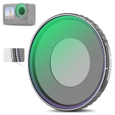 Abbildung von NEEWER Einstellbarer CPL Filter Kompatibel mit DJI Osmo Action 5 Pro 4, Aufschraubbarer Polfilter zirkularer Polarisationsfilter, mehrschichtiges optisches HD Glas, Actionkamera Zubehör, FL N49