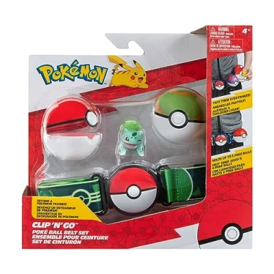 Abbildung von Jazwares Spielfigur Pokémon Clip&#039;n Go Gürtelset Bisasam Pokéball &amp; Nestball (NEU OVP
