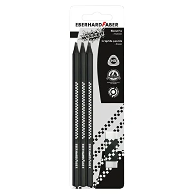 Abbildung von 10 x Eberhard Faber Bleistift Winner HB schwarz VE=6 Stück + 1 Radiere