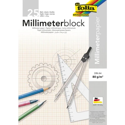 Abbildung von Folia Millimeterpapier, mit 1 mm Raster Lineatur, Format A4, 25 Blatt