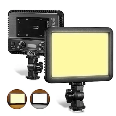 Abbildung von Godox LDP8Bi 10 W LED Videoleuchte 2800 K6500 K Kamera Fülllicht zweifarbige Temperatur, dimmbar, 11 FX Lichteffekte, Zwei Stromversorgungsmöglichkeiten mit Kaltschuh Adapter für Vlog/YouTube