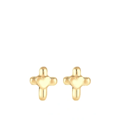 Abbildung von Elli Kreuz HERZ Religion Ohrringe für Kinder, Größe: One Size, Gold