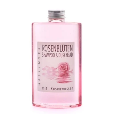 Abbildung von Lashuma Rosenblüten Shampoo Duschbad mit echtem Rosenwasser, 200 ml