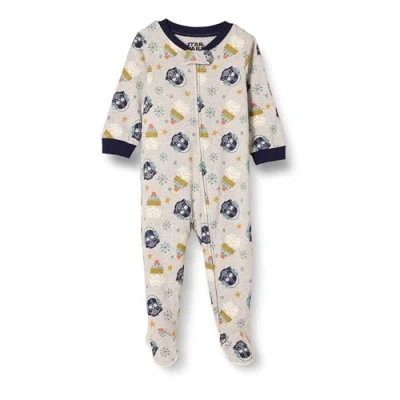 Abbildung von Amazon Essentials Disney Marvel Star Wars Unisex Baby Baumwoll Strampler mit Fuß, Winter Sleep &amp; Play, Frühchen