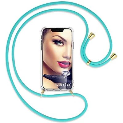 Abbildung von mtb more energy® Handykette kompatibel mit Samsung Galaxy Xcover Pro (SM G715, 6.3&#039;&#039;) türkis/Gold Smartphone Hülle zum Umhängen Anti Shock Full TPU Case