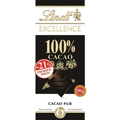 Abbildung von Lindt Schokolade EXCELLENCE 100 % Kakao, Promotion 18 x 50 g Tafel Purer intensiver Kakaogeschmack Schokoladentafel Schokoladengeschenk