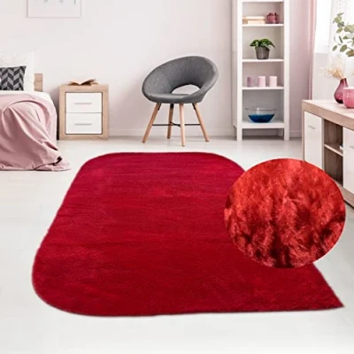 Abbildung von Teppich Traum Moderner Wohnzimmerteppich Uni mit abgerundeten Ecken, in rot 140 x 200 cm