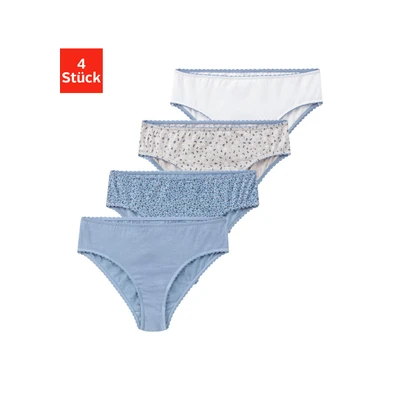 Abbildung von Lascana Slip 4 PACK für Kinder, Größe: 158/164, blau geblãmt uni grau weiã