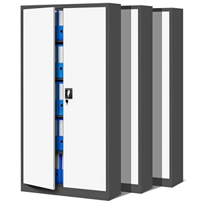 Abbildung von Jan Nowak 3er Set Aktenschrank C001 Metallschrank Stahlschrank Werkzeugschrank Büroschrank Lagerschrank Universalschrank Pulverbeschichtung Flügeltüren 185 cm x 90 40 (anthrazit/weiß)