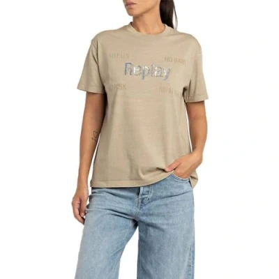 Abbildung von Replay Garment DYED Tshirt print, Damen, Größe: XS, Sahara
