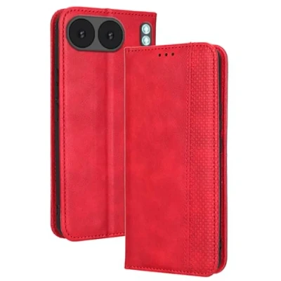Abbildung von Topme Handyhülle hülle fur OnePlus Nord 4 5G / Nord4 (6.74&quot; Inches) Case Schutzhülle, aus Leder mit Stilvollem, Strukturiertem Kartenschlitz.Rot