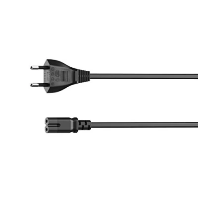 Abbildung von Hama 5m Euro Stecker Netz Kabel Strom Stromkabel, Stecker, 2 Pol. Kupplung (500 cm), Dopplenut Geräte Typ C CEE 7/16 für Konsole TV Radio etc