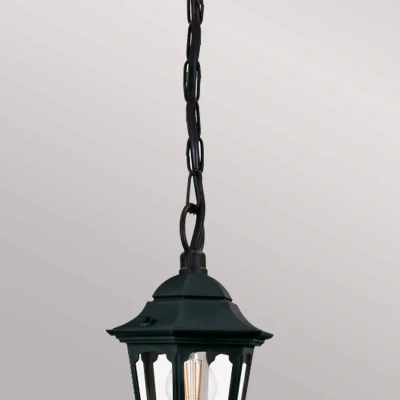 Abbildung von Elstead Lighting PR9 BLACK Hängeleuchte PARISH E27 1x60W IP44 Aluminiumguss schwarz, Glas H:42cm B:23cm Ø20.5cm dimmbar