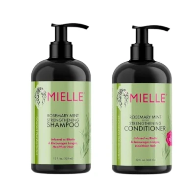 Abbildung von Mielle Rosmarin Minze, mit Biotin angereichert, Haarwachstumsprodukte für stärkeres und gesünderes Haar, Shampoo Conditioner, Styling Set, 2 Stück