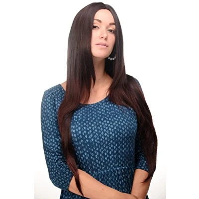 Abbildung von WIG ME UP 3217 2T33 Perücke Braun Schwarzbraun Mahagonibraun Mix glatt sehr lang strenger Scheitel Haarersatz 80 cm