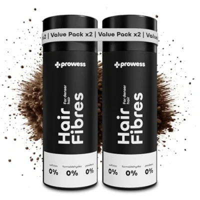 Abbildung von Prowess Streuhaar Ansatzpuder Natürliches Haarpuder zur Haarverdichtung für Frauen und Männer Farbe Hellbraun Ansatzspray sofortige Fülle, Haaransatz kaschieren, Hair fibers, 2x27,5g