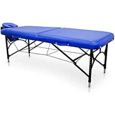 Abbildung von QUIRUMED Easy Force klappbare Massageliege aus Aluminium, Blaue Farbe, Massageliege, Kunstleder, hochdichte Polsterung, höhenverstellbar, Abnehmbarer Kopf, leicht, bis zu 210 kg