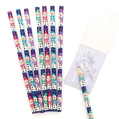 Abbildung von Baker Ross AX437 Schneemann Bleistifte Set für Kinder 12 Stück, Festliche Künstler und Bastelbedarf zum Basteln Dekorieren zur Weihnachtszeit