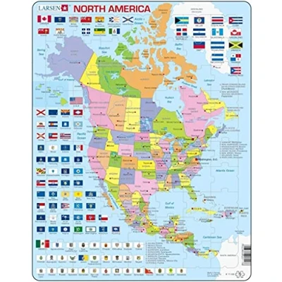 Abbildung von Larsen Puzzle North America 70 Teile Geografie Lernspiel