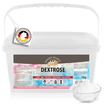 Abbildung von GOLDEN PEANUT Dextrose monohydrat 5 kg Traubenzucker Pulver, zusatzfreies Dextrosepulver, vegan, schnelle Energie, beste Lebensmittelqualität