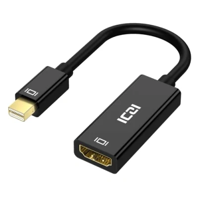 Abbildung von ICZI Mini DisplayPort zu HDMI Adapter, 4K DP (Thunderbolt 2) Stecker Buchse Konverter für iMac, Mac Mini, Surface, Monitore, HDTV, Projektoren