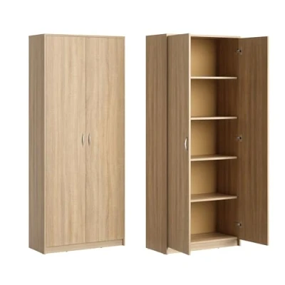 Abbildung von Home Collective Aktenschrank mit 5 Fächern Mehrzweckschrank Haushaltsschrank in mattem Finish 4 Einlegeböden und 2 Türen, 74 cm breit aus Laminatplatte hochwertigen Polymergriffen Sonoma