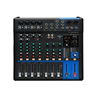 Abbildung von Yamaha MG10XUF Mischpult Kompakter Mixer mit 10 Eingangskanälen, SPX Digitaleffekten, USB Audio Funktionen und D PRE Mikrofonvorverstärkern (Fader Version)