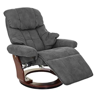 Abbildung von MCA Relaxsessel Calgary 2, Fernsehsessel Sessel, Stoff/Textil 150kg belastbar dunkelgrau, Walnuss Optik