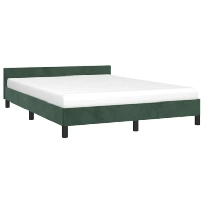 Abbildung von vidaXL Bettgestell mit Kopfteil Polsterbett Bett Doppelbett Bettrahmen Lattenrost Samtbett Schlafzimmerbett Schlafzimmermöbel Dunkelgrün 140x190cm Samt