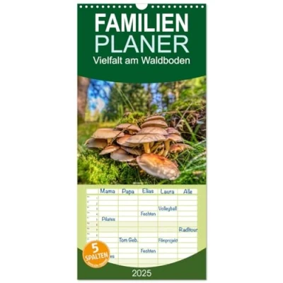 Abbildung von Familienplaner 2025 Vielfalt am Waldboden mit 5 Spalten (Wandkalender, 21 cm x 45 cm), CALVENDO