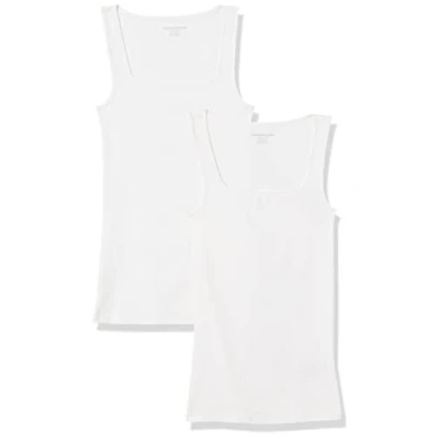 Abbildung von Amazon Essentials Damen Tanktop mit schmaler Passform und quadratischem Ausschnitt, 2er Pack, Weiß, XXL