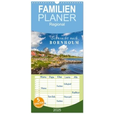 Abbildung von Familienplaner 2025 Sehnsucht nach Bornholm mit 5 Spalten (Wandkalender, 21 cm x 45 cm), CALVENDO