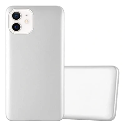 Abbildung von Cadorabo Hülle kompatibel mit Apple iPhone 12 Mini Schutzhülle TPU Silikon Case Metallic Design Slim Kratzfest Weiche Gummi Rundumschutz für in Silber