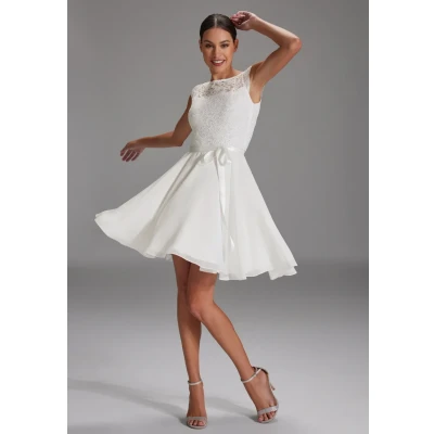 Abbildung von Swing MIT Paillettenbesetztem Spitzenoberteil Cocktailkleid/festliches Kleid, Damen, Größe: 34, Ivory