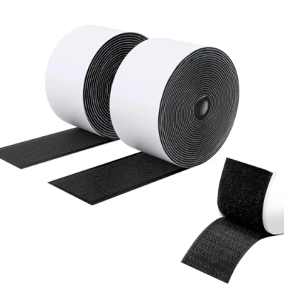 Abbildung von SUTOUG Klettband mit selbstklebend, 50 mm x 3 m, strapazierfähiges Hakenband und Schlaufenband, extra starker doppelseitiger Klettverschluss, Wandklebestreifen für den Innen Außenbereich, schwarz