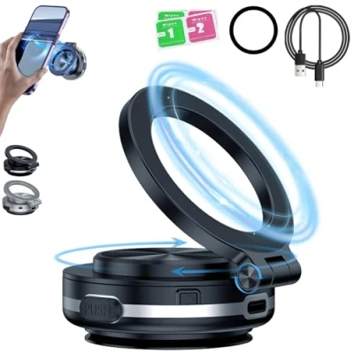 Abbildung von Car Electric Suction Cup Vacuum Magnetic Phone Holder, Mount 360 Rotating (Black)