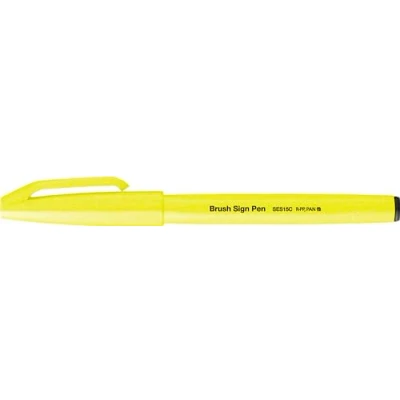 Abbildung von Pentel SES15C FGX Brush Sign Pen neon gelb, Faserschreiber, pinselähnliche Spitze, 1 Stück