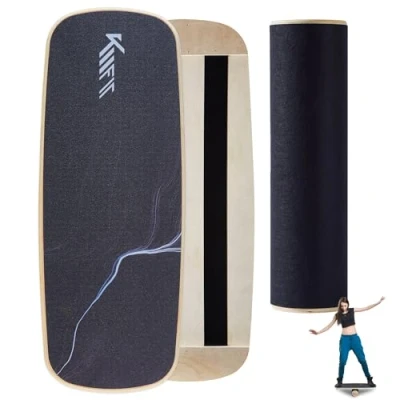 Abbildung von KM Fit Balanceboard Kraft &amp; Gleichgewichtstrainer Indoor Max. Belastbarkeit: 200 kg, inklusive rutschfester Oberfläche