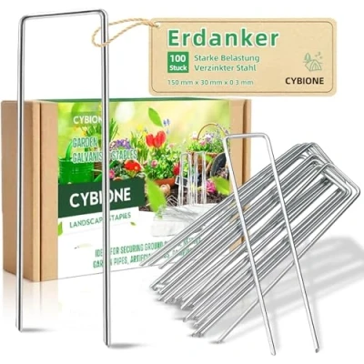 Abbildung von Heringe Erdnägel Rostschutz Erdanker Bodenanker Stabil, Langlebig und Praktisch für Camping Garten 150 mm lang, 30 breit, Ø 3 Perfekt als Zelthaken, mehr! (100)