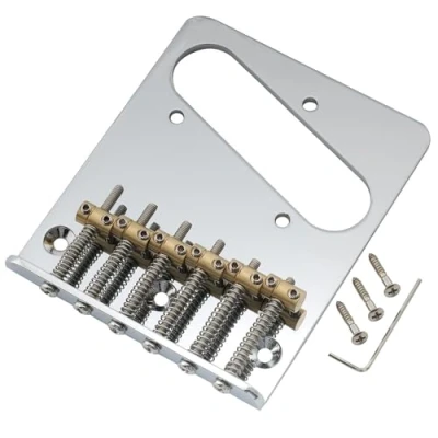 Abbildung von Musiclily Pro 54mm Moderne Telecaster Steg Bridge Barrel Messing 6 Saitenreiter für Tele Style E Gitarre, Chrom