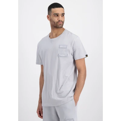 Abbildung von Alpha Industries Patch T LF Tshirt print, Herren, Größe: Large, Pastel grey
