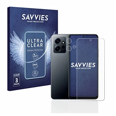 Abbildung von Savvies 6 Stück Schutzfolie für Xiaomi Redmi Note 12 4G (Display+Kamera) Displayschutz Folie Ultra Transparent